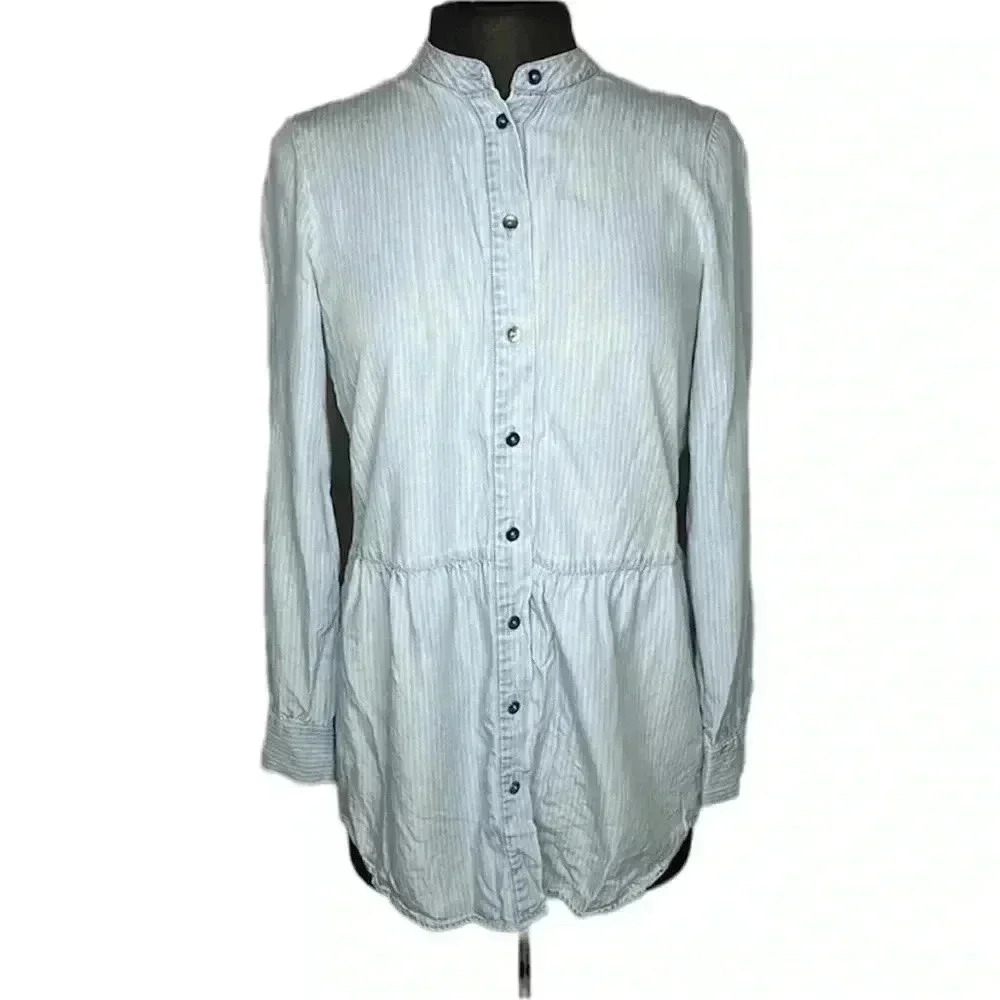 Soft Surrounding Stripe Button Front Blouse Tunic… - image 1